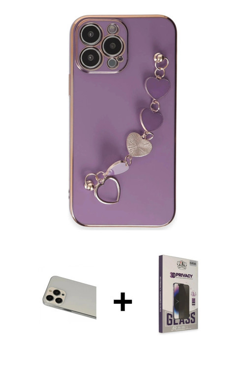 iPhone 13 Pro Max Kılıf Nova Işık Prime - Siyah Bilvis Hayalet Cam Ekran Koruyucu + Rose Gold R