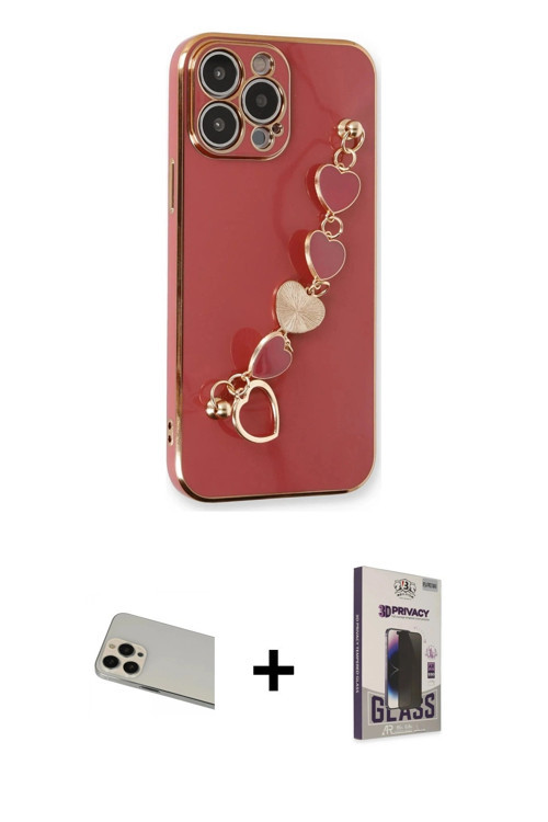iPhone 13 Pro Max Kılıf Nova Işık Prime - Siyah Bilvis Hayalet Cam Ekran Koruyucu + Rose Gold R