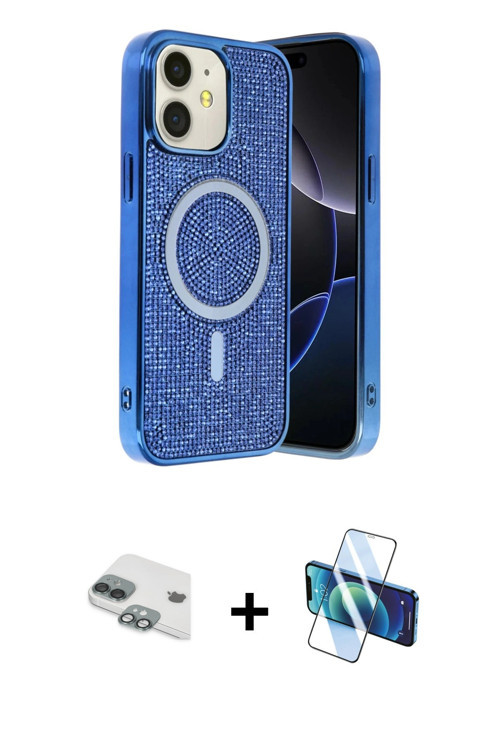 iPhone 11 Kılıf Eksen Çizgi - Siyah 3D Antistatik Cam Ekran Koruyucu + Yeşil Pers Alüminyum Kam