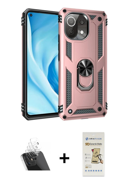 ieg™ Mİ 11 Lite Kılıf Ahenk Klasik Koleksiyonu - Siyah Mat Seramik Nano Ekran Koruyucu + Şeffaf Kame