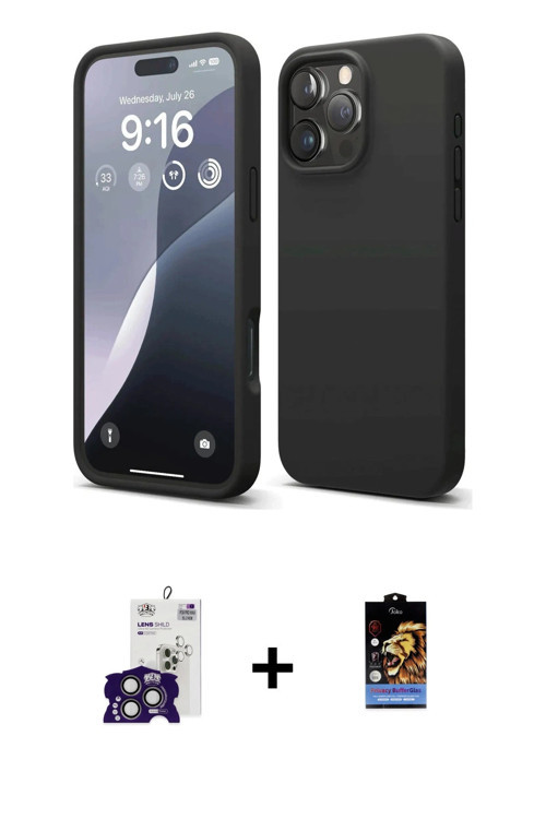 ieg™ iPhone 16 Pro Max Kılıf Kozmos Yansıma Özel Seri - Siyah Buffer Hayalet Cam Ekran Koruyucu + Ti