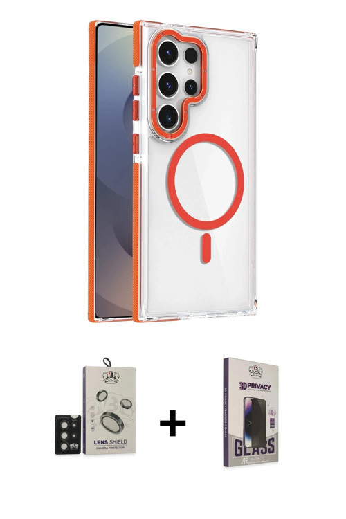 ieg™ Galaxy S25 Ultra Kılıf Kozmos Doku Koleksiyonu - Siyah Bilvis Hayalet Cam Ekran Koruyucu + Siya