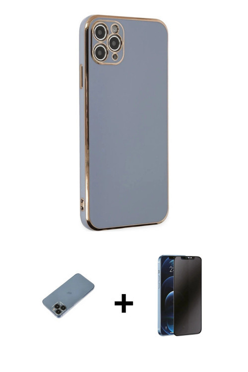 ieg™ iPhone 11 Pro Max Kılıf Yankı Serisi - Siyah 3D Antistatik Hayalet Cam Ekran Koruyucu + Siyah S