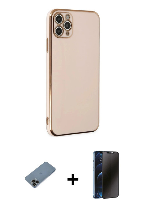 ieg™ iPhone 11 Pro Max Kılıf Yankı Serisi - Siyah 3D Antistatik Hayalet Cam Ekran Koruyucu + Siyah S