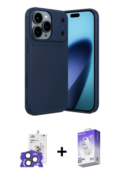 ieg™ iPhone 17 Pro Max Kılıf Eksen Form Prime - Siyah Bilvis 5in1 3D Magic Cam Ekran Koruyucu + Natu