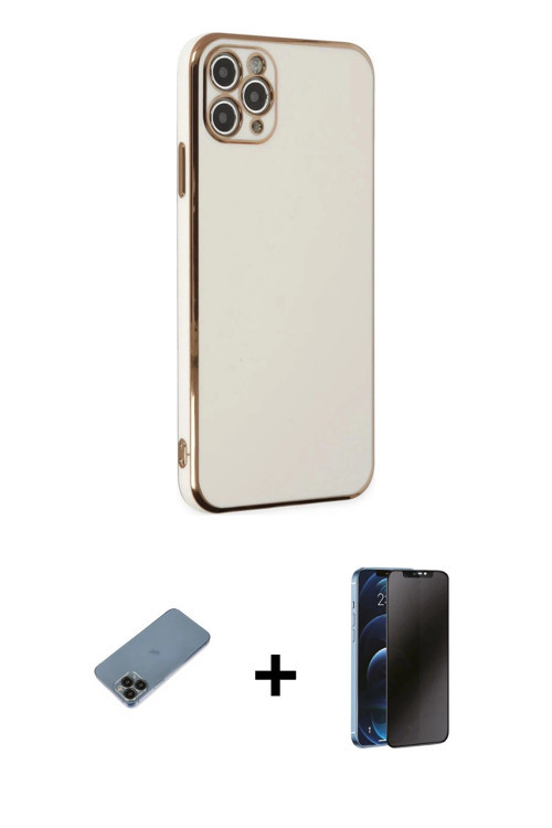 ieg™ iPhone 11 Pro Max Kılıf Yankı Serisi - Siyah 3D Antistatik Hayalet Cam Ekran Koruyucu + Siyah S