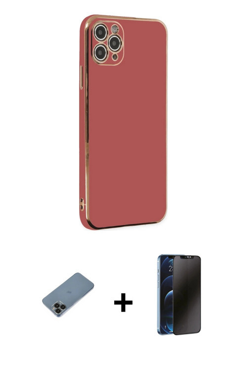 ieg™ iPhone 11 Pro Max Kılıf Yankı Serisi - Siyah 3D Antistatik Hayalet Cam Ekran Koruyucu + Siyah S
