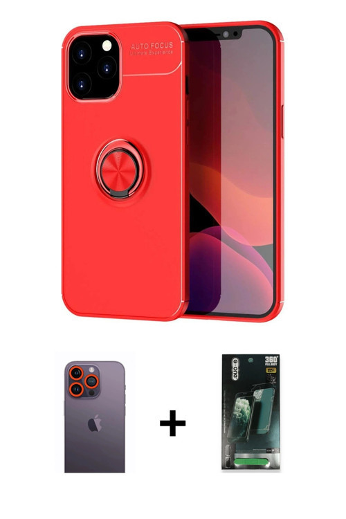 ieg™ iPhone 12 Pro Max Kılıf Yankı Form Prime - Siyah 360 Mat Full Body Arka Koruyucu + Turuncu Neon