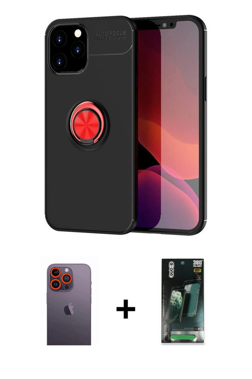 ieg™ iPhone 12 Pro Max Kılıf Yankı Form Prime - Siyah 360 Mat Full Body Arka Koruyucu + Turuncu Neon