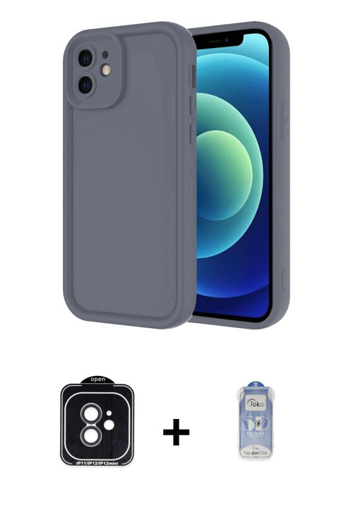 ieg™ iPhone 11 Kılıf Yankı Yansıma Özel Seri - Siyah Joko Magic 5D Cam + Siyah PVD Metal Kamera Lens