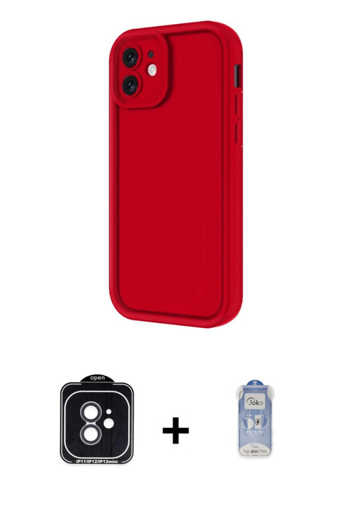 ieg™ iPhone 11 Kılıf Yankı Yansıma Özel Seri - Siyah Joko Magic 5D Cam + Siyah PVD Metal Kamera Lens