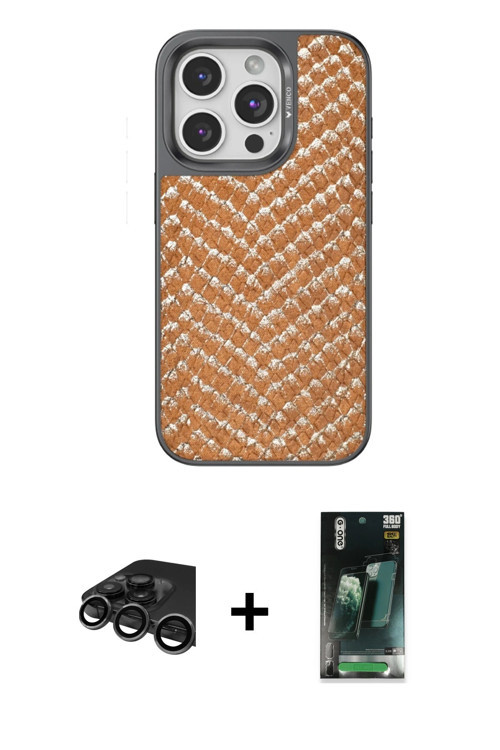 ieg™ iPhone 15 Pro Kılıf Vadi Özel Seri - Şeffaf 360 Full Body Arka Koruyucu + Titanyum Gri Raze Met