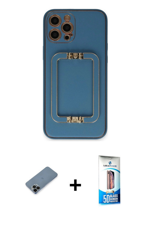 ieg™ iPhone 12 Pro Max Kılıf Kozmos Minimal Prime - Siyah 5D Eko Cam Ekran Koruyucu + Siyah Shine Ka