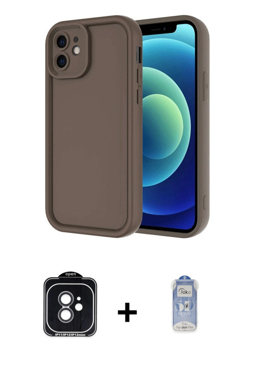 ieg™ iPhone 11 Kılıf Yankı Yansıma Özel Seri - Siyah Joko Magic 5D Cam + Siyah PVD Metal Kamera Lens