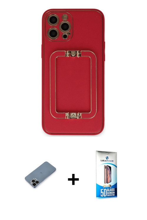 ieg™ iPhone 12 Pro Max Kılıf Kozmos Minimal Prime - Siyah 5D Eko Cam Ekran Koruyucu + Siyah Shine Ka