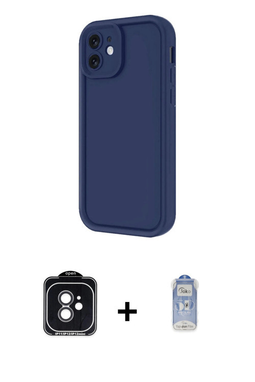 ieg™ iPhone 11 Kılıf Yankı Yansıma Özel Seri - Siyah Joko Magic 5D Cam + Siyah PVD Metal Kamera Lens