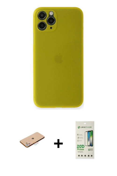 ieg™ iPhone 11 Pro Max Kılıf Yadigar Yansıma Serisi - Siyah 20D Premium Cam Ekran Koruyucu + Pembe R