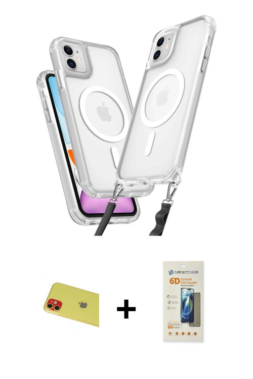 ieg™ iPhone 11 Kılıf Atlas Doku Koleksiyonu - Siyah 6D Mat Seramik Hayalet Nano Ekran Koruyucu + Kır