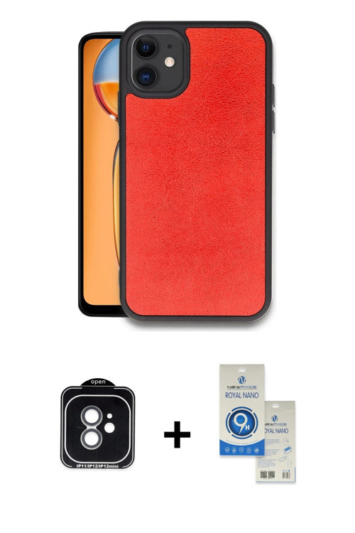 ieg™ iPhone 11 Kılıf Kıvılcım Işık Serisi - Şeffaf Royal Nano Ekran Koruyucu + Yeşil PVD Metal Kamer