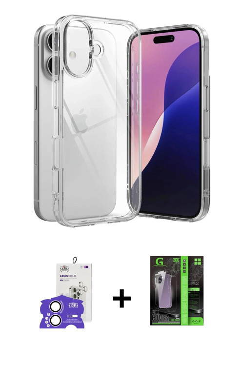 ieg™ iPhone 17 Kılıf Zirve Doku - Siyah 360 Mat Full Body Arka Koruyucu + Lila Bilvis Titan Kamera L