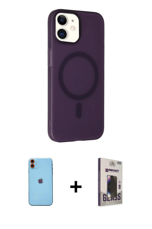 ieg™ iPhone 11 Kılıf Çekirdek Modern Prime - Siyah Bilvis Hayalet Cam Ekran Koruyucu + Turuncu Neon