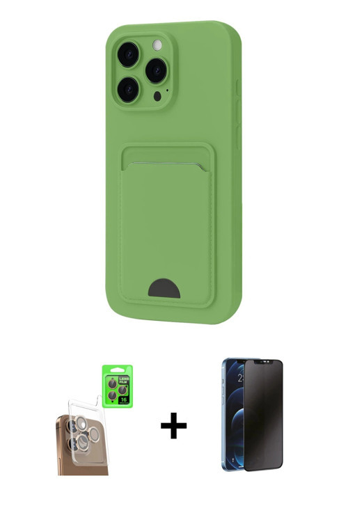 ieg™ iPhone 16 Pro Kılıf Vadi Çizgi Prime - Siyah 3D Antistatik Hayalet Cam Ekran Koruyucu + Çöl Tit