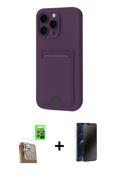 ieg™ iPhone 16 Pro Kılıf Vadi Çizgi Prime - Siyah 3D Antistatik Hayalet Cam Ekran Koruyucu + Çöl Tit