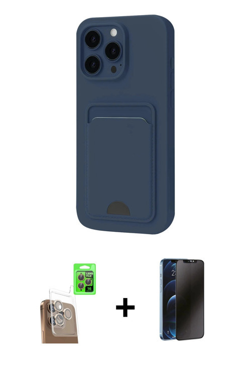 ieg™ iPhone 16 Pro Kılıf Vadi Çizgi Prime - Siyah 3D Antistatik Hayalet Cam Ekran Koruyucu + Çöl Tit