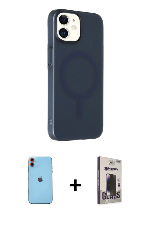 ieg™ iPhone 11 Kılıf Çekirdek Modern Prime - Siyah Bilvis Hayalet Cam Ekran Koruyucu + Turuncu Neon