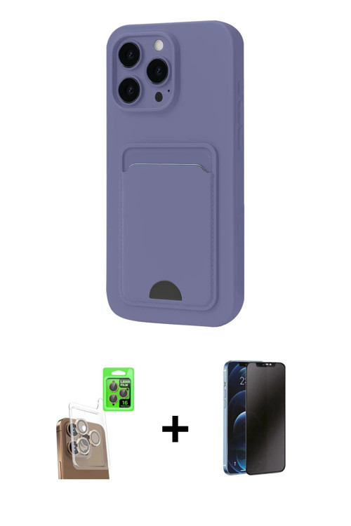 ieg™ iPhone 16 Pro Kılıf Vadi Çizgi Prime - Siyah 3D Antistatik Hayalet Cam Ekran Koruyucu + Çöl Tit