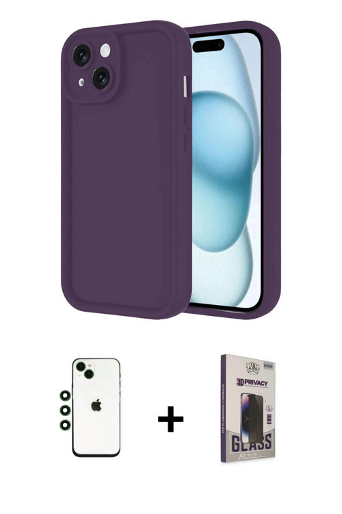 iPhone 14 Kılıf Yankı Yansıma Özel Seri - Siyah Bilvis Hayalet Cam Ekran Koruyucu + Yeşil Shine