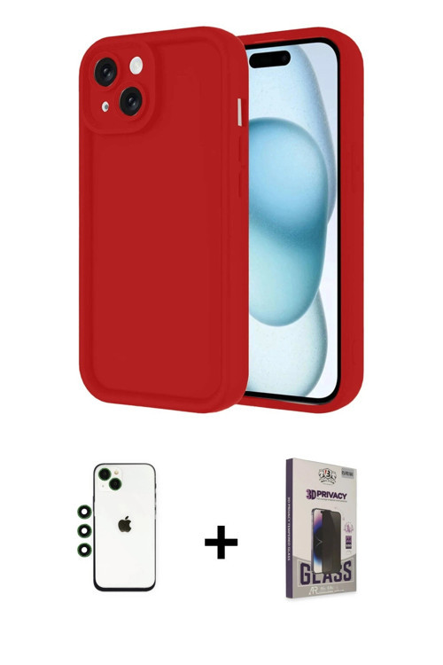 iPhone 14 Kılıf Yankı Yansıma Özel Seri - Siyah Bilvis Hayalet Cam Ekran Koruyucu + Yeşil Shine
