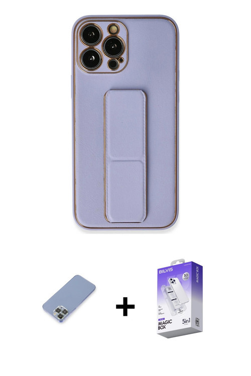 iPhone 13 Pro Max Kılıf Akış Doku - Siyah Bilvis 5in1 3D Magic Cam Ekran Koruyucu + Koyu Yeşil