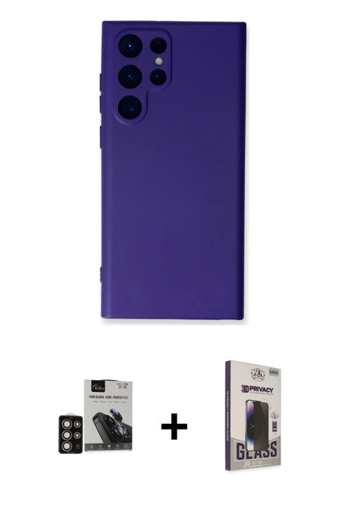 Galaxy S24 Ultra Kılıf Ahenk Serisi - Siyah Bilvis Hayalet Cam Ekran Koruyucu + Gold PVD Metal