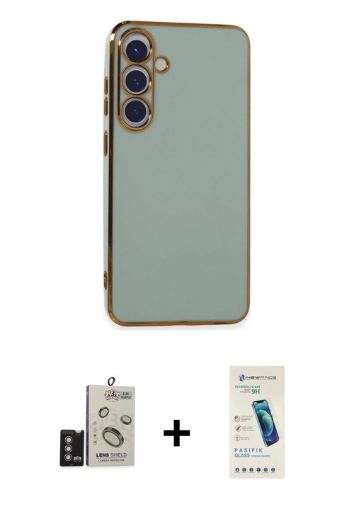 ieg™ Galaxy S24 Kılıf Yankı Serisi - Şeffaf Pasifik Cam Ekran Koruyucu + Derin Mor Bilvis Titan Kame
