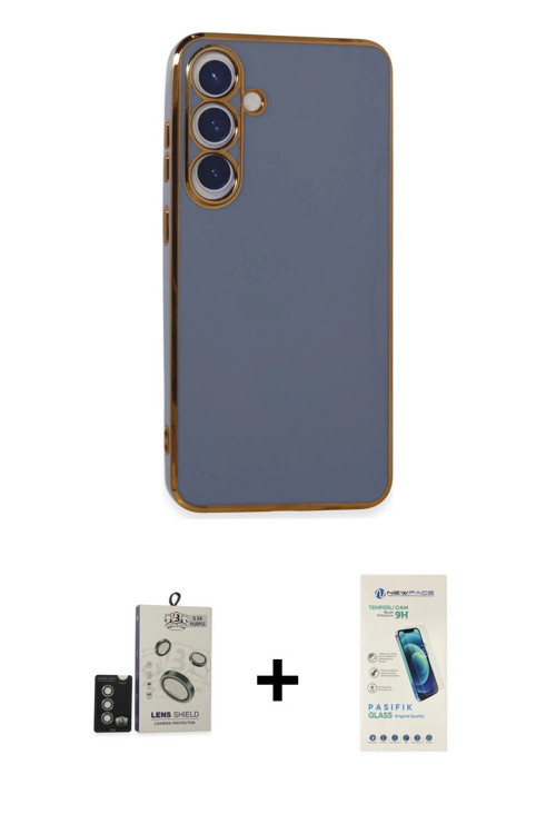 ieg™ Galaxy S24 Kılıf Yankı Serisi - Şeffaf Pasifik Cam Ekran Koruyucu + Derin Mor Bilvis Titan Kame