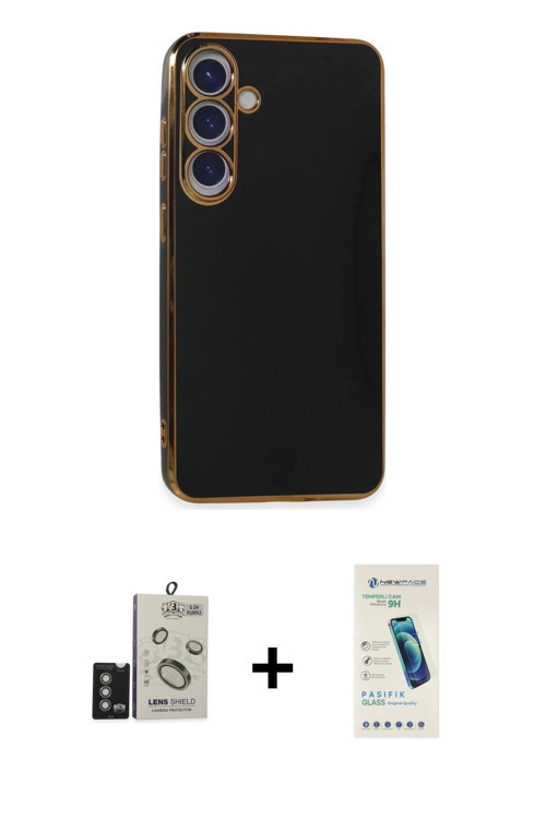 ieg™ Galaxy S24 Kılıf Yankı Serisi - Şeffaf Pasifik Cam Ekran Koruyucu + Derin Mor Bilvis Titan Kame