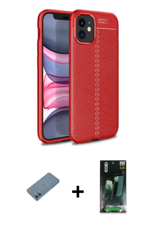 ieg™ iPhone 12 Mini Kılıf Doruk Klasik Özel Seri - Şeffaf 360 Full Body Arka Koruyucu + Mavi Shine K