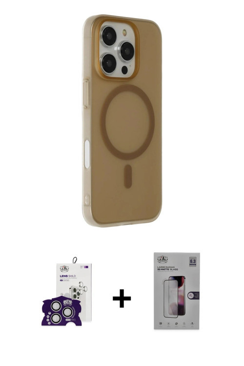 ieg™ iPhone 16 Pro Max Kılıf Çekirdek Modern Prime - Siyah Bilvis 3D Mat Cam Ekran Koruyucu + Gümüş