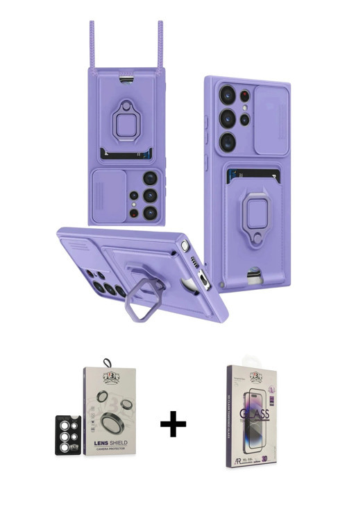 ieg™ Galaxy S25 Ultra Kılıf Vadi Form Prime - Siyah Bilvis 3D Cam Ekran Koruyucu + Gümüş Bilvis Tita