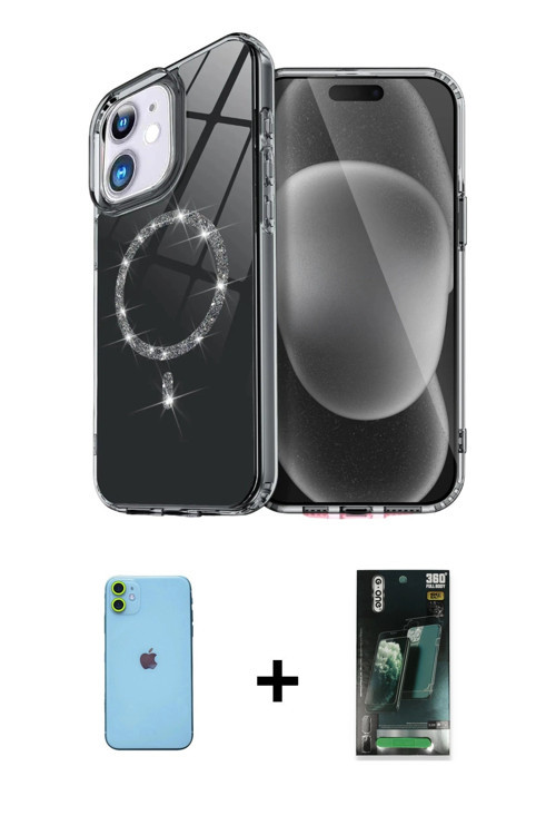 ieg™ iPhone 11 Kılıf Kıvılcım Form Prime - Siyah 360 Mat Full Body Arka Koruyucu + Yeşil Neon Fosfor
