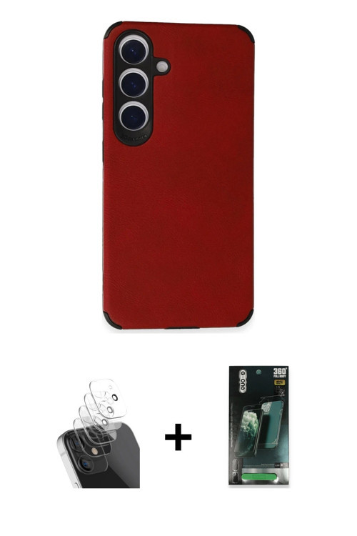 ieg™ Galaxy S24 Kılıf Doruk Asil Koleksiyonu - Siyah 360 Mat Full Body Arka Koruyucu + Şeffaf Kamera