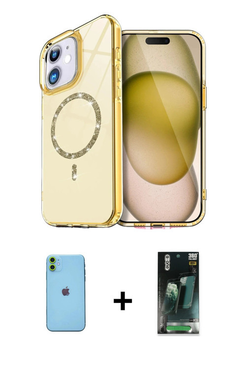 ieg™ iPhone 11 Kılıf Kıvılcım Form Prime - Siyah 360 Mat Full Body Arka Koruyucu + Yeşil Neon Fosfor