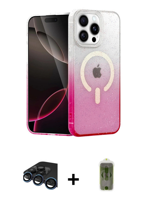 ieg™ iPhone 15 Pro Kılıf Eksen Minimal Özel Seri - Siyah Joko Magic 5D Hayalet Cam + Lacivert Raze M