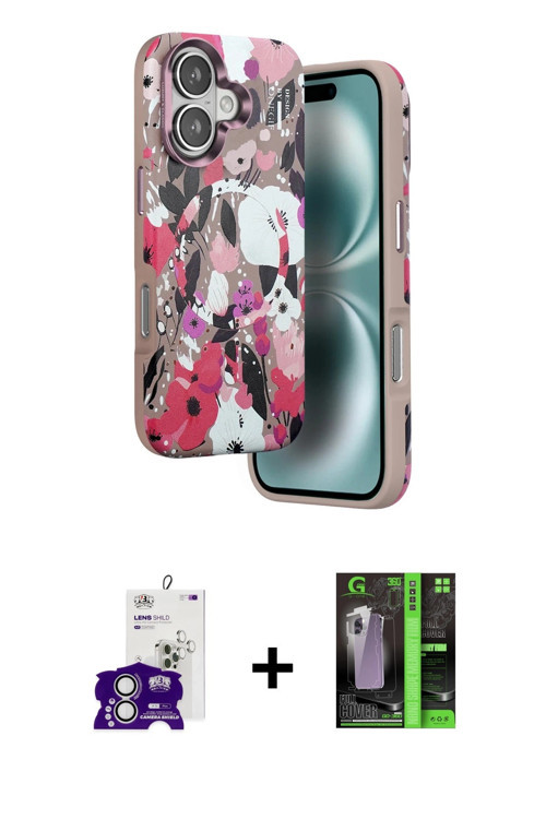 ieg™ iPhone 16 Kılıf Siluet Doku - Şeffaf 360 Full Body Arka Koruyucu + Gümüş Bilvis Titan Kamera Le