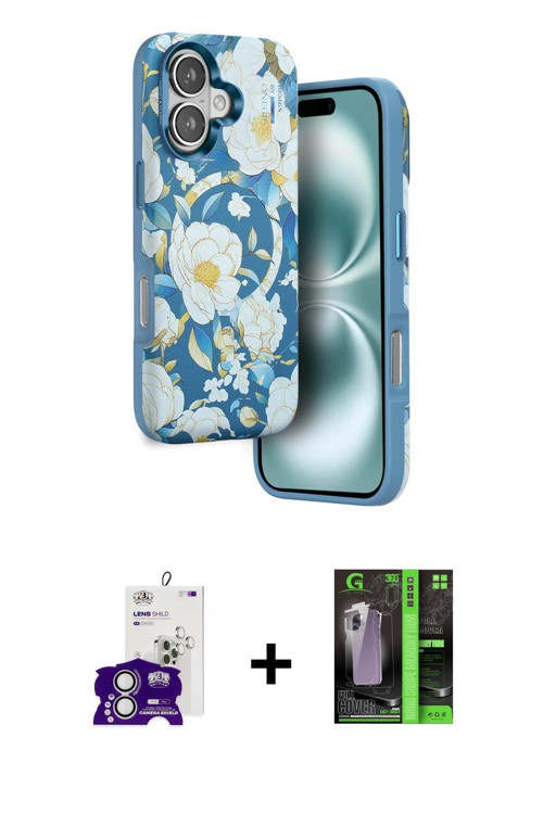 ieg™ iPhone 16 Kılıf Siluet Doku - Şeffaf 360 Full Body Arka Koruyucu + Gümüş Bilvis Titan Kamera Le