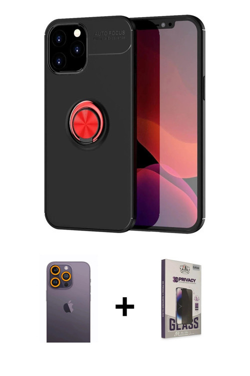 ieg™ iPhone 12 Pro Max Kılıf Yankı Form Prime - Siyah Bilvis Hayalet Cam Ekran Koruyucu + Sarı Neon