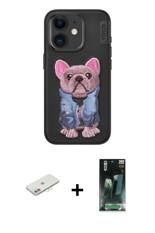 ieg™ iPhone 11 Kılıf İz Minimal Koleksiyonu - Şeffaf 360 Full Body Arka Koruyucu + Pembe Renkli Kame