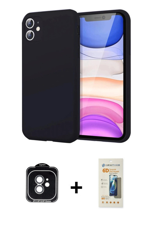 ieg™ iPhone 11 Kılıf Kozmos Yansıma Özel Seri - Siyah 6D Mat Seramik Hayalet Nano Ekran Koruyucu + Y
