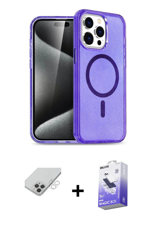 iPhone 14 Pro Max Kılıf Nova Asil Prime - Siyah Bilvis 5in1 5D Magic Hayalet Cam Ekran Koruyucu